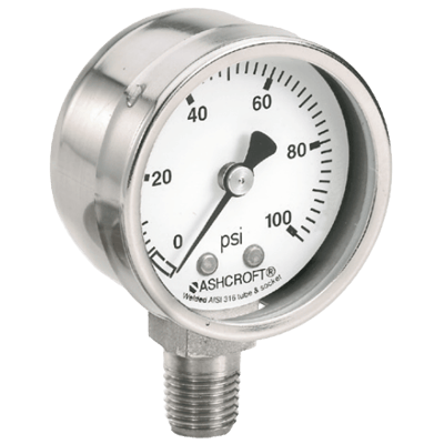 Ashcroft Stainless Steel Case Pressure Gauge, 1008S 50 mm